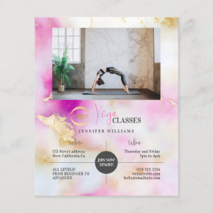 Yoga-Foto-Logo Abstrakt Aquarell Pink Gold Flyer
