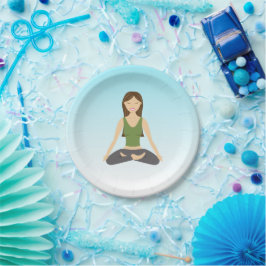 Yoga-Frau in der Pose Lotus Pappteller