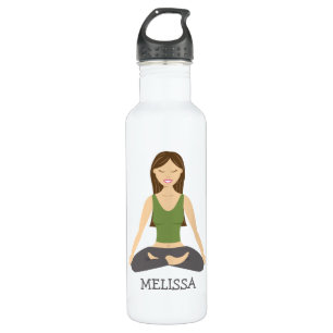 Yoga-Frau in Lotus-Pose mit Individuelle Name Edelstahlflasche
