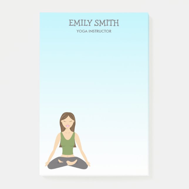 Yoga-Frau in Lotus Pose Yoga-Lehrerin Post-it Klebezettel (Vorderseite)