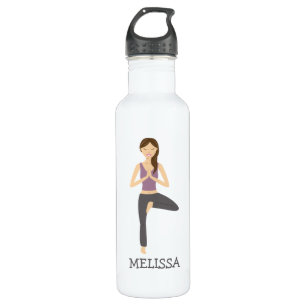 Yoga-Frau in Pose mit Individuelle Name Edelstahlflasche