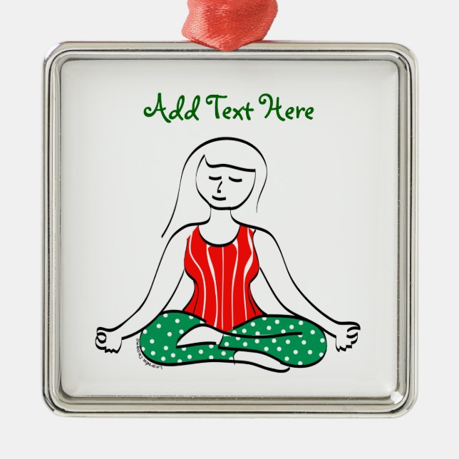 Yoga-Frau in sitzender Pose Weihnachten Ornament Aus Metall (Vorne)