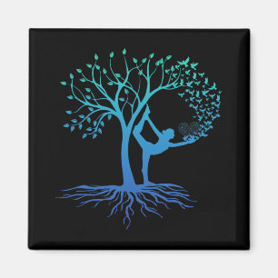 Yoga-Frau mit Baum des Lebens Schönes Yoga  Magnet