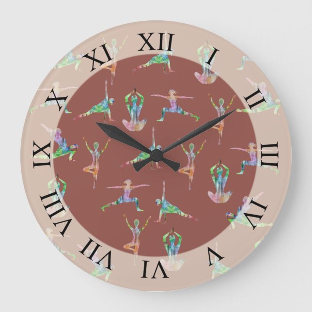 Yoga-Freude Große Wanduhr (Vorderseite)
