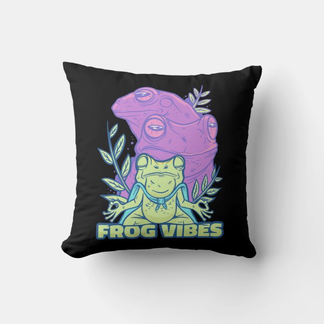 Yoga Frog Vibes Kissen (Vorderseite)