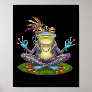Yoga Frosch Friedlicher Frieden Hippie  Poster