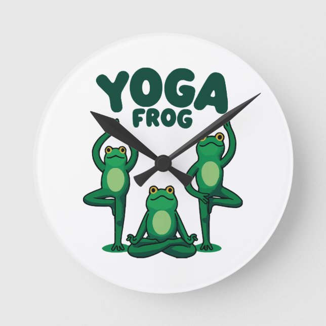 Yoga Frösche Runde Wanduhr (Vorderseite)