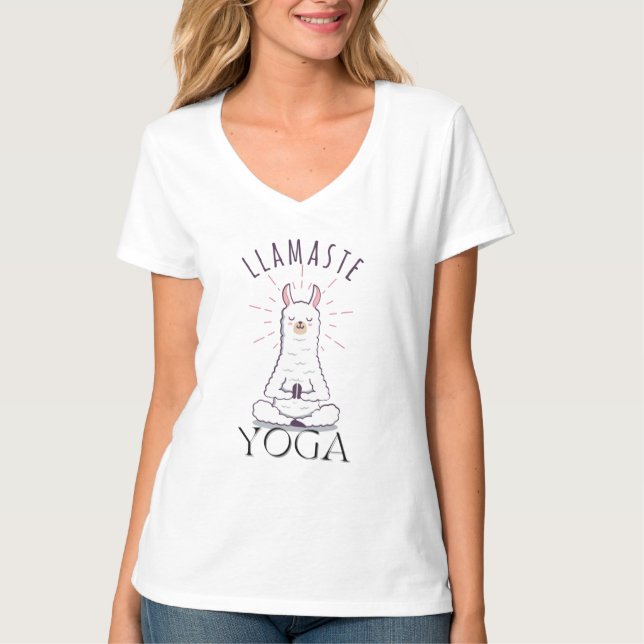 YOGA Fun & Relaxing T - Shirt mit Lama-Meditation (Vorderseite)