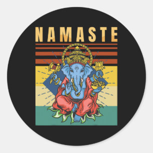 Yoga - Ganesha - Spirituelle Meditation - Namaste Runder Aufkleber