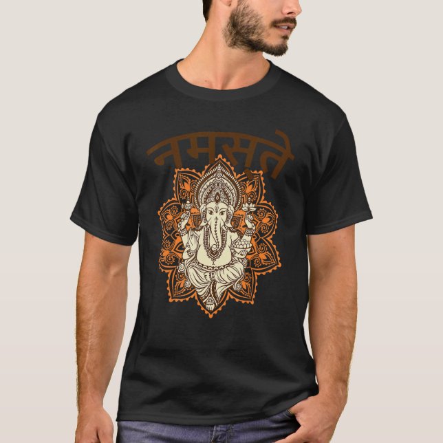 Yoga Gansha Namaste Sanskrit Namaste Mediation T-Shirt (Vorderseite)