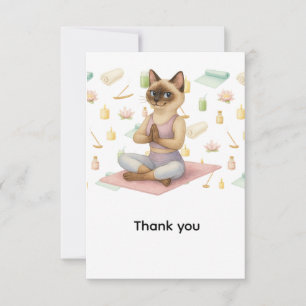 Yoga Geburtstagsparty für Siameskatzenliebhaber Dankeskarte