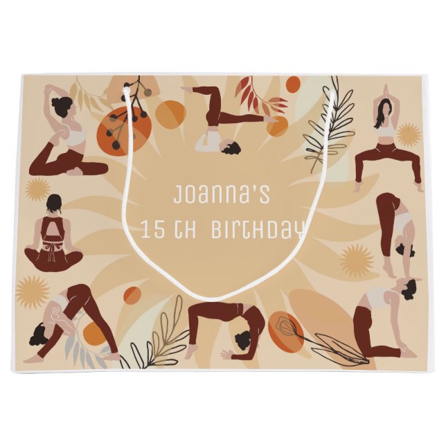 Yoga-Geburtstagsparty Große Geschenktüte (Vorderseite)