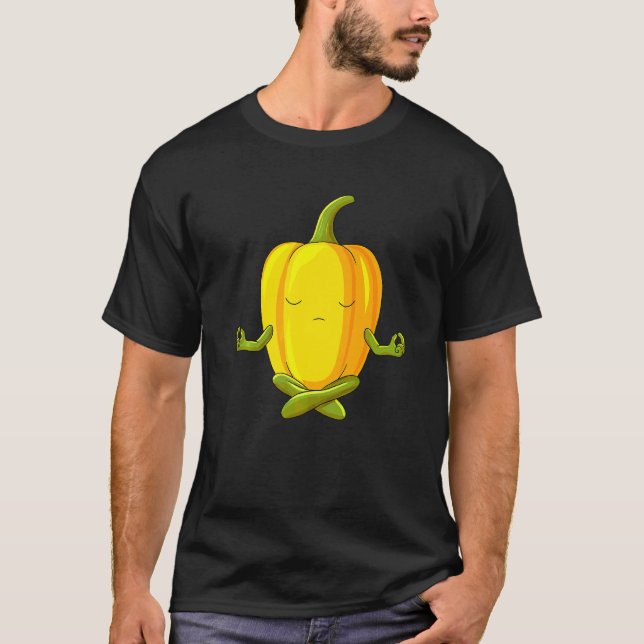 Yoga-Gemüse meditierender Paprika T-Shirt (Vorderseite)