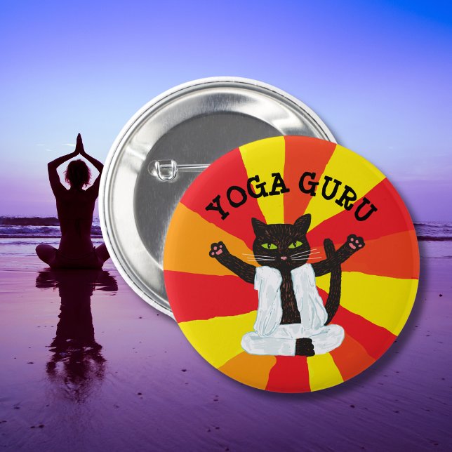Yoga Geschenk Katzenguru-Enthusiast Meditation Fri Button (Von Creator hochgeladen)