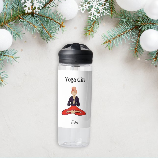 Yoga Girl Brown Hair Trinkflasche (Festive, Fun Gift for the Yogi you Love! They will enjoy staying hydrated after practice all year :))