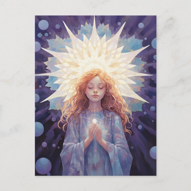 Yoga Girl Crystals Blue Lila Postkarte (Vorderseite)