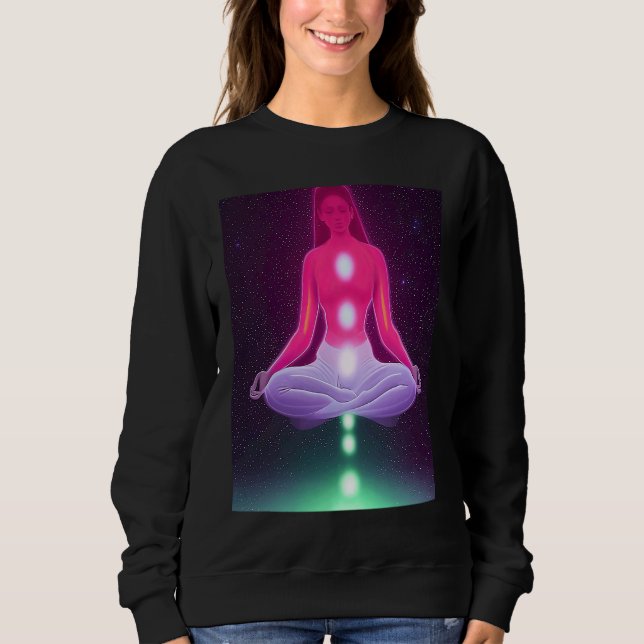 Yoga Girl Female Sun Salutation Meditation Chakra  Sweatshirt (Vorderseite)