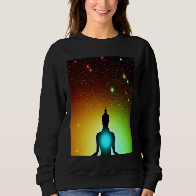 Yoga Girl Female Sun Salutation Meditation Chakra  Sweatshirt (Vorderseite)