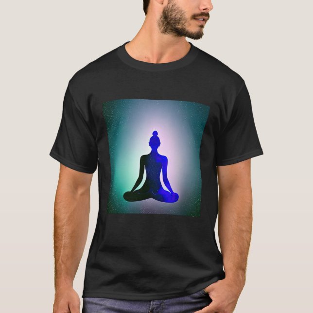 Yoga Girl Female Sun Salutation Meditation Chakra T-Shirt (Vorderseite)