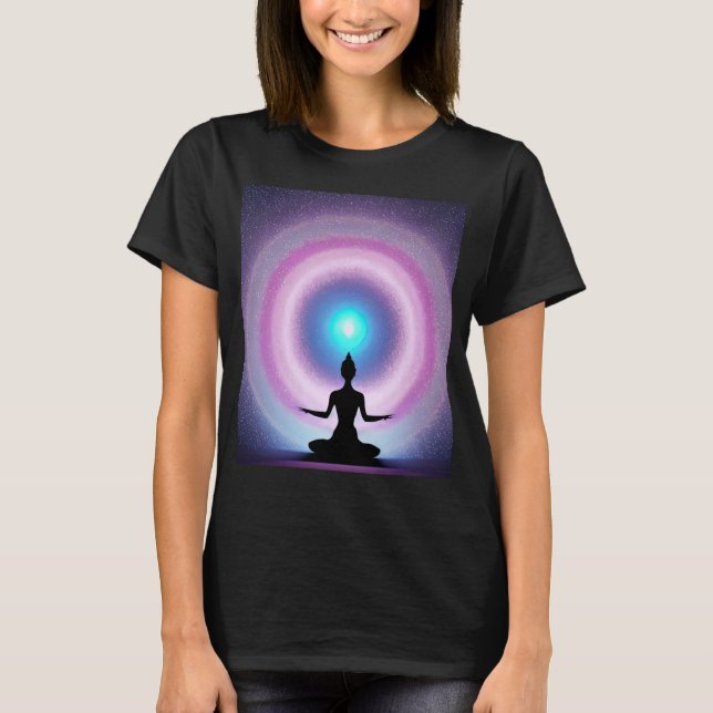 Yoga Girl Female Sun Salutation Meditation Chakra T-Shirt (Vorderseite)