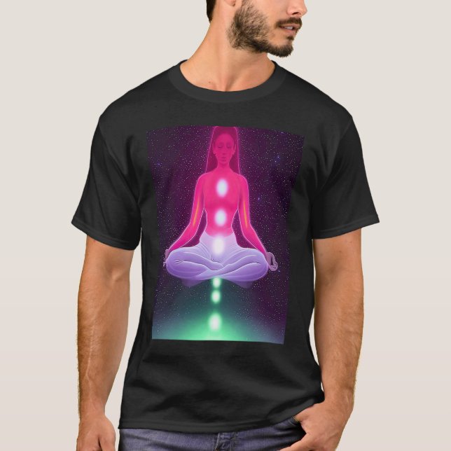 Yoga Girl Female Sun Salutation Meditation Chakra  T-Shirt (Vorderseite)