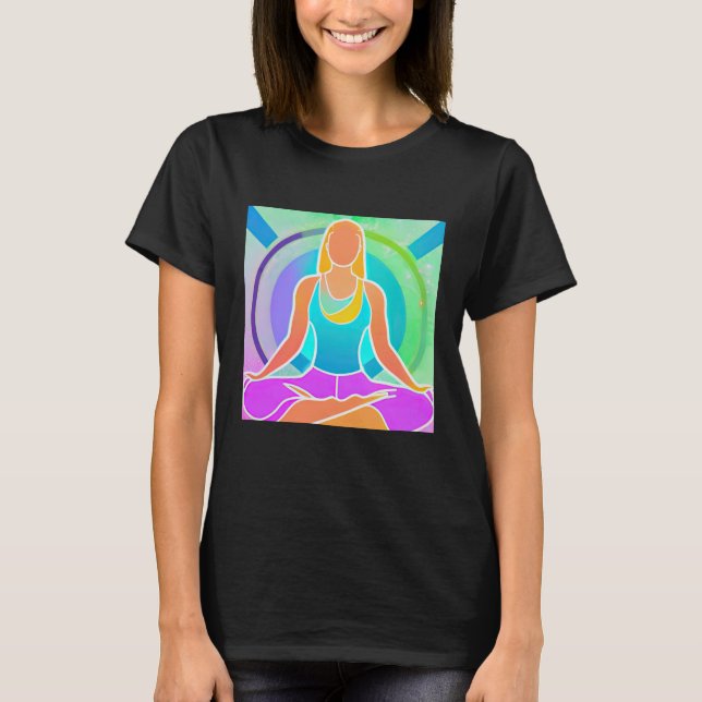 Yoga Girl Female Sun Salutation Meditation Chakra T-Shirt (Vorderseite)