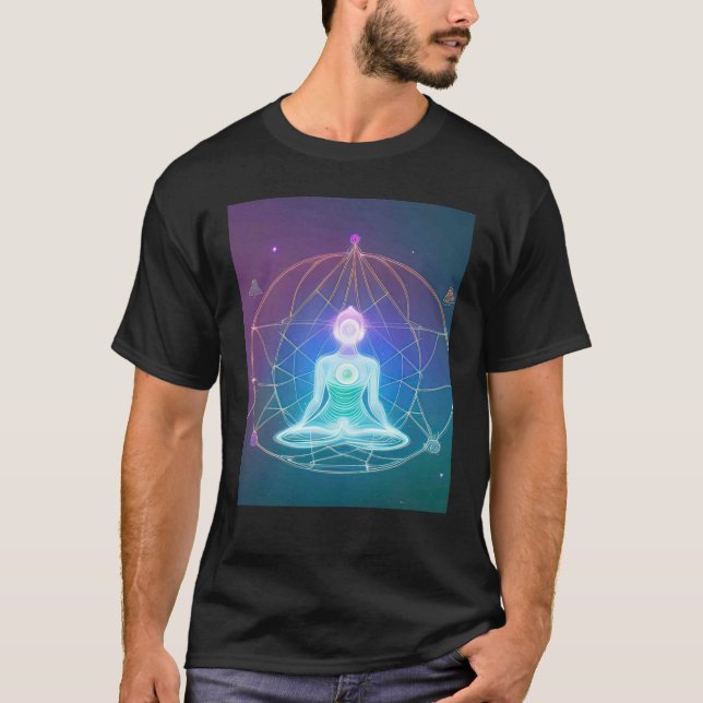 Yoga Girl Female Sun Salutation Meditation Chakra T-Shirt (Vorderseite)