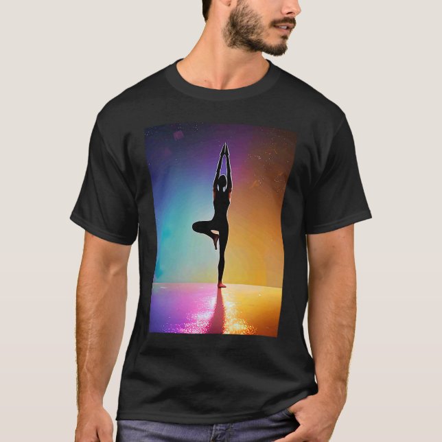 Yoga Girl Female Sun Salutation Meditation Chakra T-Shirt (Vorderseite)