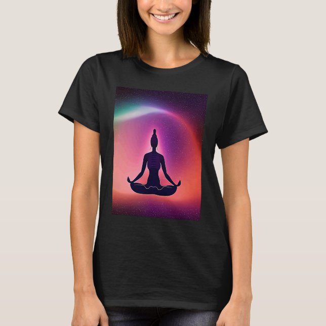 Yoga Girl Female Sun Salutation Meditation Chakra T-Shirt (Vorderseite)
