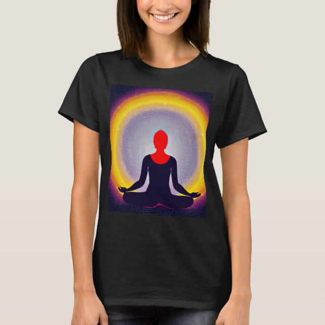Yoga Girl Female Sun Salutation Meditation Chakra T-Shirt (Vorderseite)