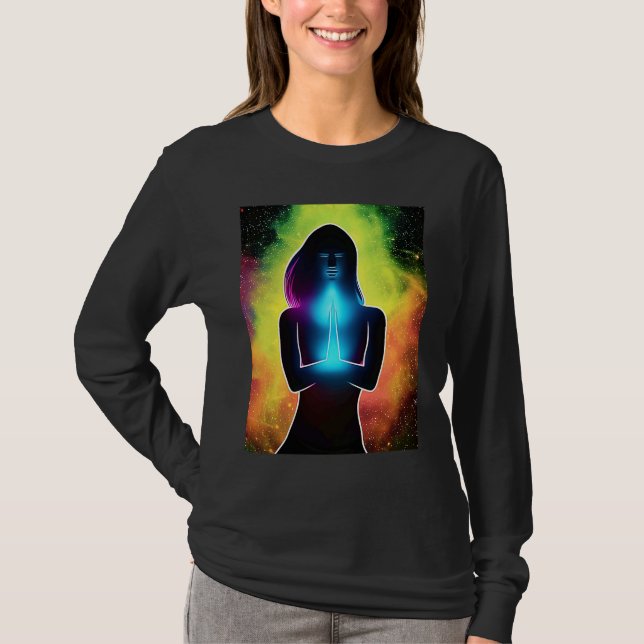 Yoga Girl Female Sun Salutation Meditation Chakra  T-Shirt (Vorderseite)