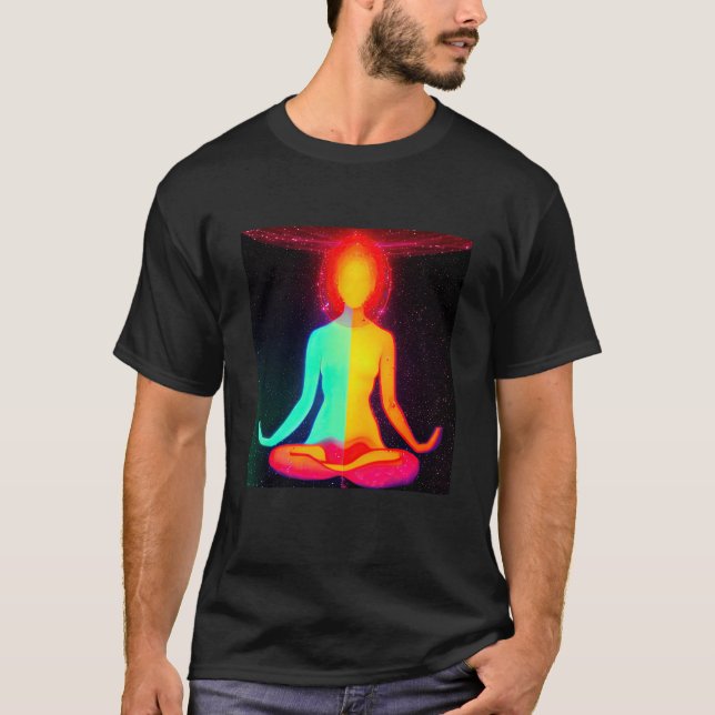 Yoga Girl Female Sun Salutation Meditation Chakra T-Shirt (Vorderseite)