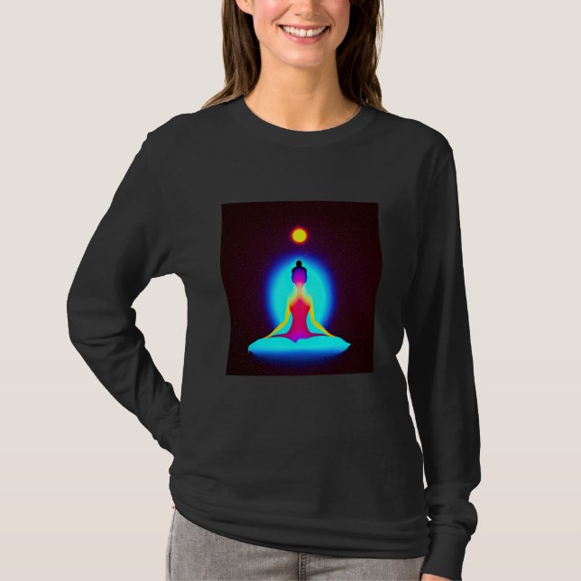 Yoga Girl Female Sun Salutation Meditation Chakra  T-Shirt (Vorderseite)