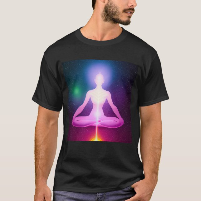 Yoga Girl Female Sun Salutation Meditation Chakra T-Shirt (Vorderseite)