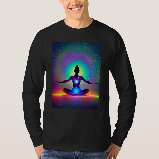 Yoga Girl Female Sun Salutation Meditation Chakra  T-Shirt (Vorderseite)