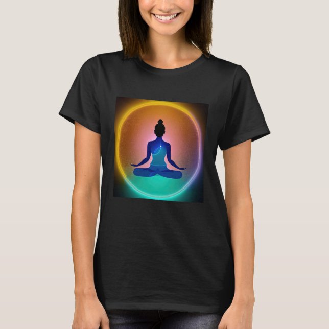 Yoga Girl Female Sun Salutation Meditation Chakra  T-Shirt (Vorderseite)