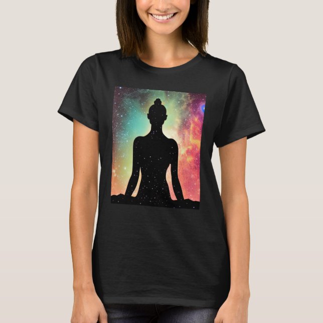 Yoga Girl Female Sun Salutation Meditation Chakra T-Shirt (Vorderseite)