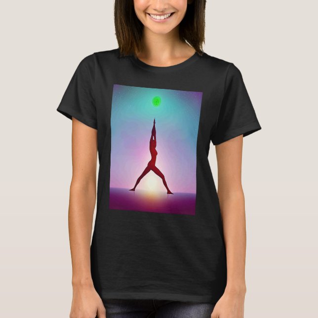 Yoga Girl Female Sun Salutation Meditation Chakra T-Shirt (Vorderseite)