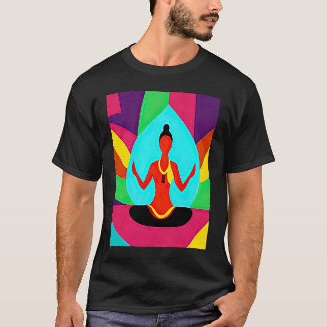 Yoga Girl Female Sun Salutation Meditation Chakra T-Shirt (Vorderseite)
