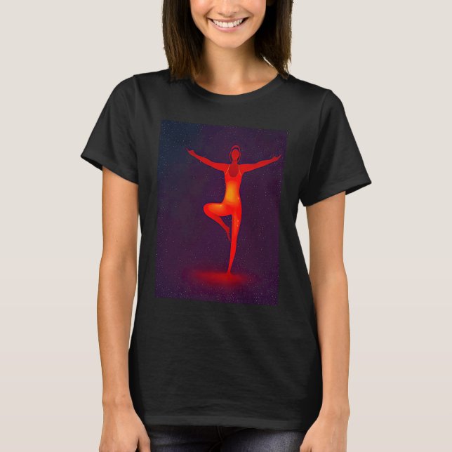 Yoga Girl Female Sun Salutation Meditation Chakra T-Shirt (Vorderseite)
