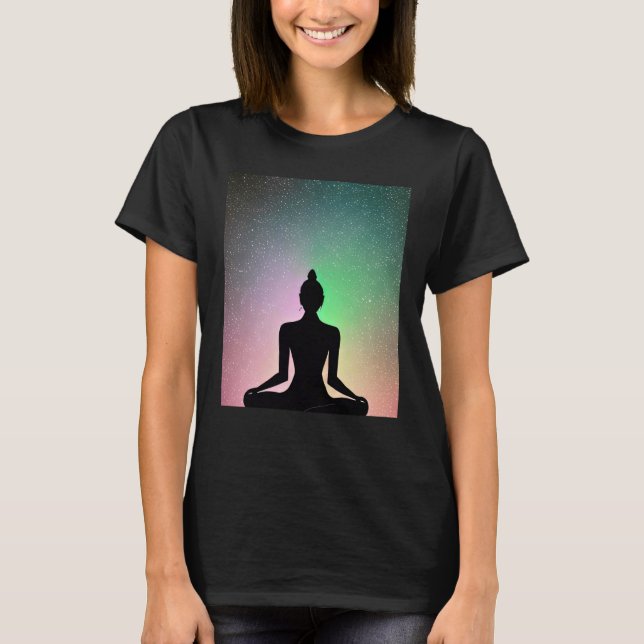 Yoga Girl Female Sun Salutation Meditation Chakra T-Shirt (Vorderseite)