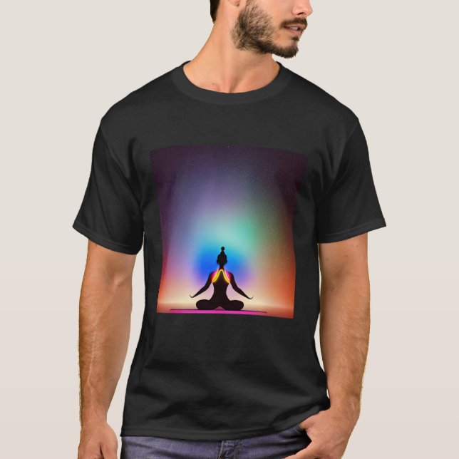 Yoga Girl Female Sun Salutation Meditation Chakra T-Shirt (Vorderseite)