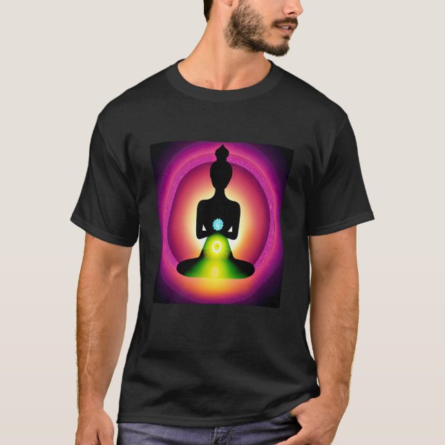 Yoga Girl Female Sun Salutation Meditation Chakra  T-Shirt (Vorderseite)