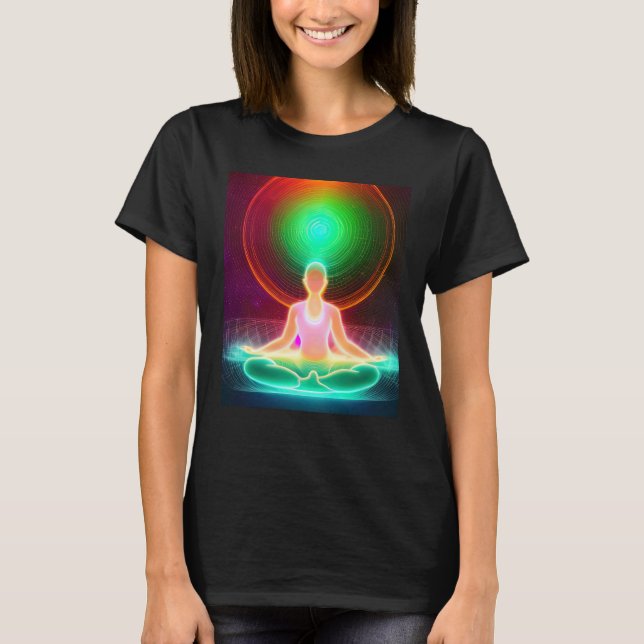 Yoga Girl Female Sun Salutation Meditation Chakra T-Shirt (Vorderseite)