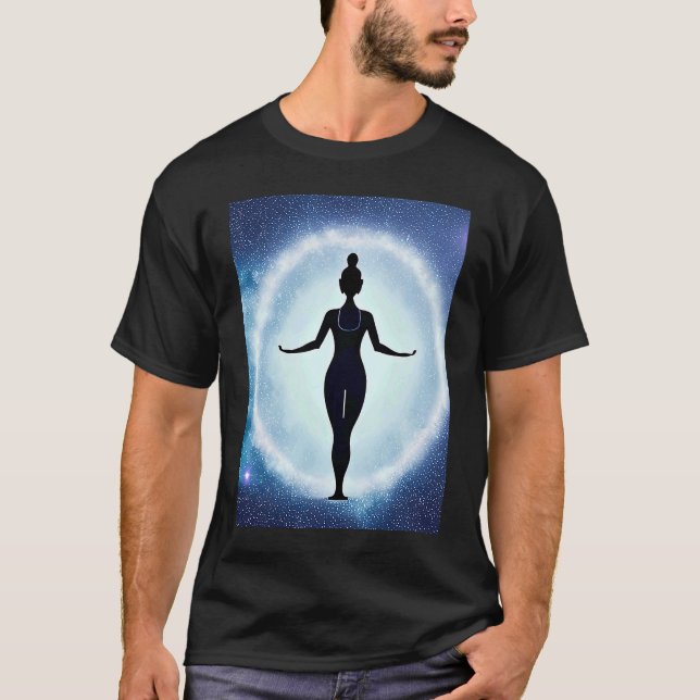 Yoga Girl Female Sun Salutation Meditation Chakra T-Shirt (Vorderseite)