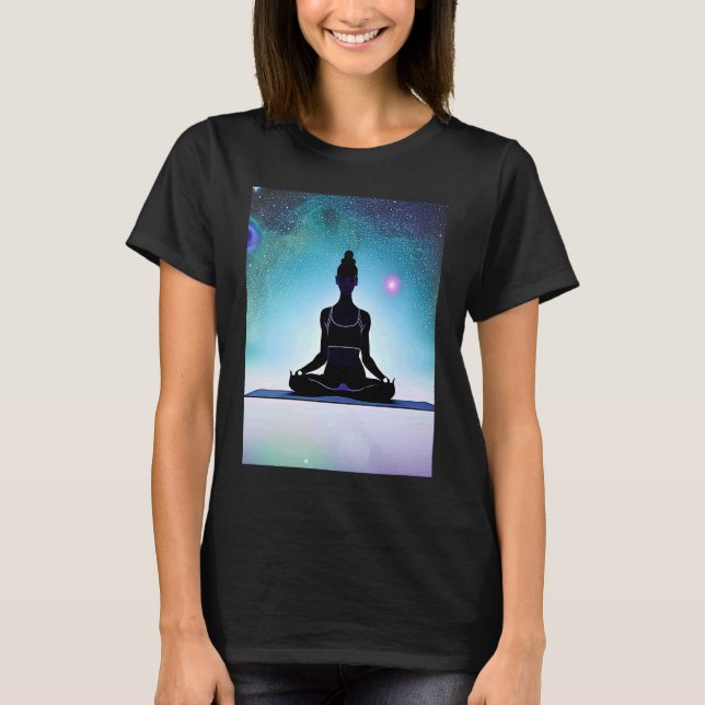 Yoga Girl Female Sun Salutation Meditation Chakra T-Shirt (Vorderseite)