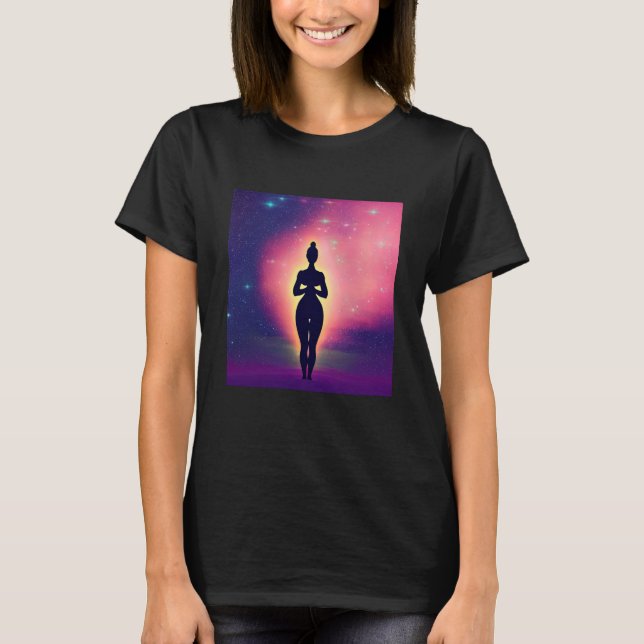 Yoga Girl Female Sun Salutation Meditation Chakra  T-Shirt (Vorderseite)