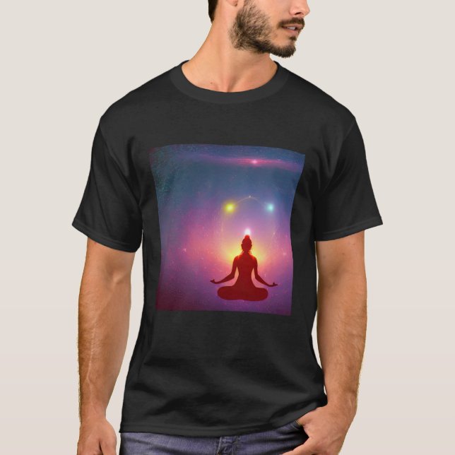 Yoga Girl Female Sun Salutation Meditation Chakra  T-Shirt (Vorderseite)