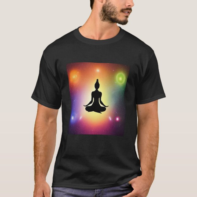 Yoga Girl Female Sun Salutation Meditation Chakra T-Shirt (Vorderseite)
