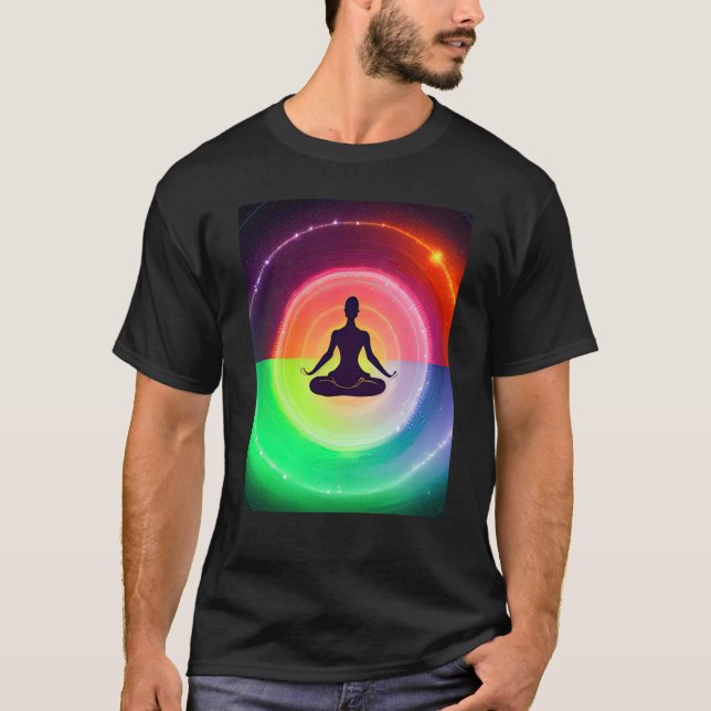 Yoga Girl Female Sun Salutation Meditation Chakra T-Shirt (Vorderseite)